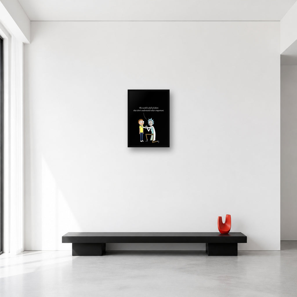 Rick and Morty World Is Full of Idiots Quote Wall Art in Small (A3) size reference