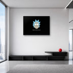 Wubba Lubba Dub Dub Rick and Morty Wall Art shown in an artwork-directed room