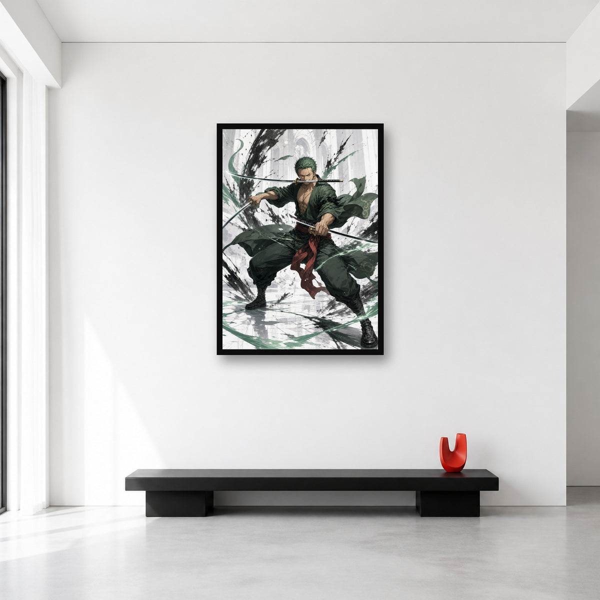 Roronoa Zoro One Piece wall art shown in Large A1 size