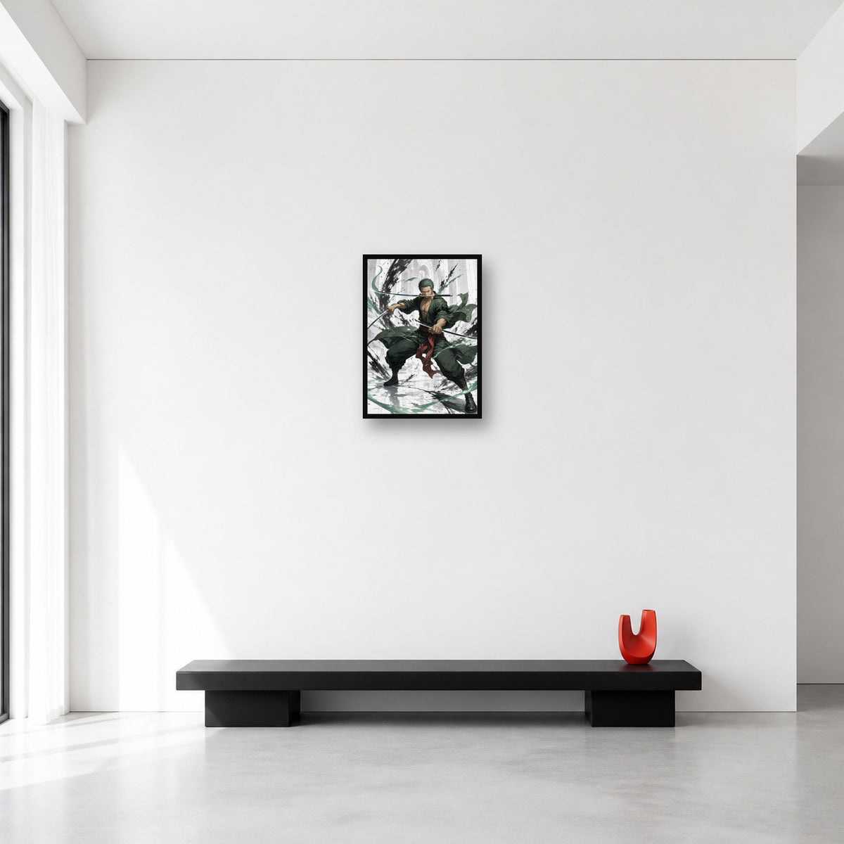 Roronoa Zoro One Piece wall art shown in Small A3 size