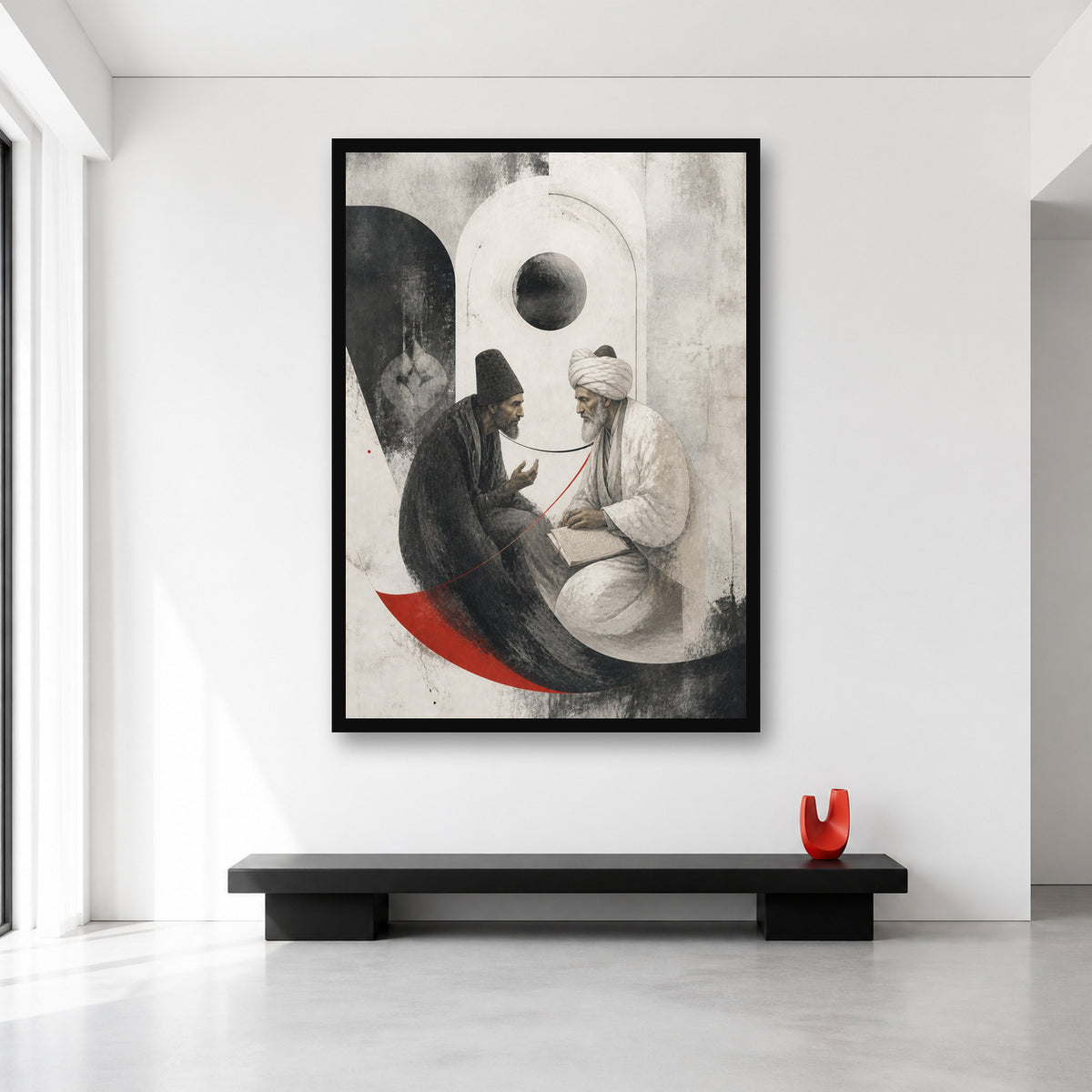 Rumi and Shams Sufi wall art in XL (A0) size reference