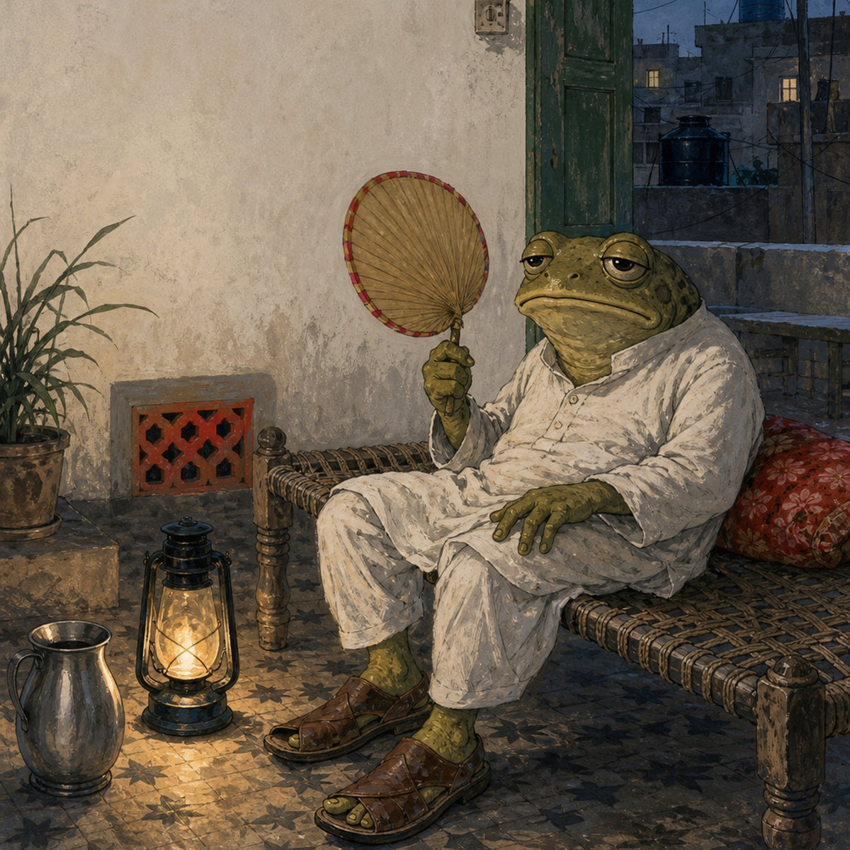 Bas Theek Hoon Sad Pakistani Frog Wall Art edge-to-edge artwork preview