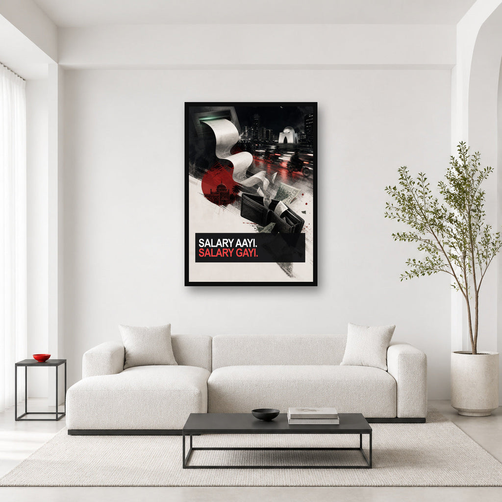 Salary Aayi Salary Gayi Pakistani Meme Wall Art framed in a category-appropriate room