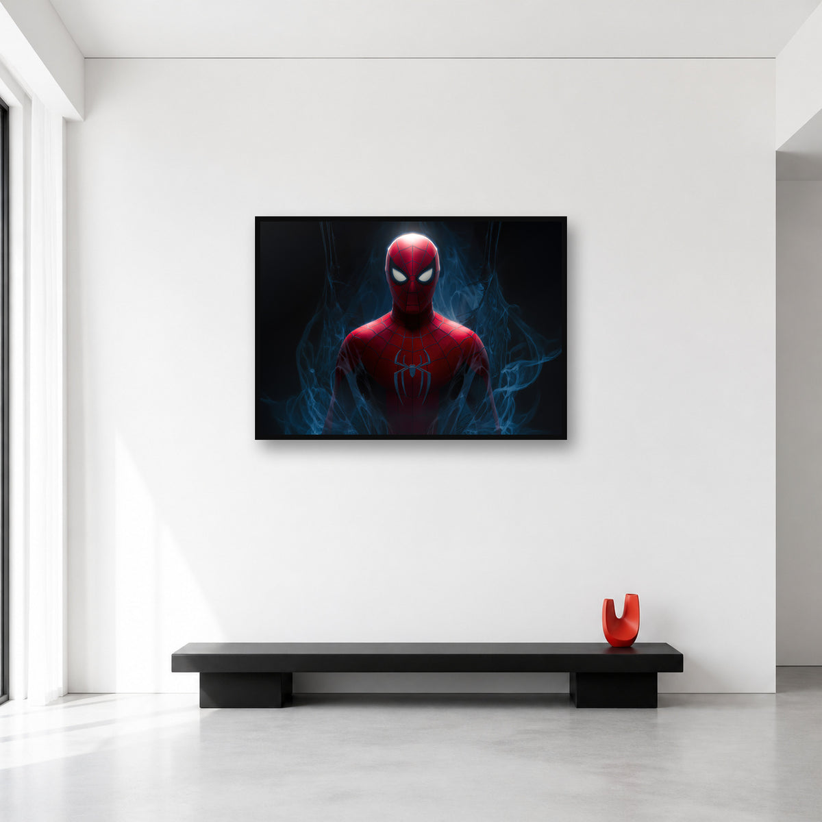 Spider-Man Blue Smoke Portrait Wall Art in Large (A1) size reference