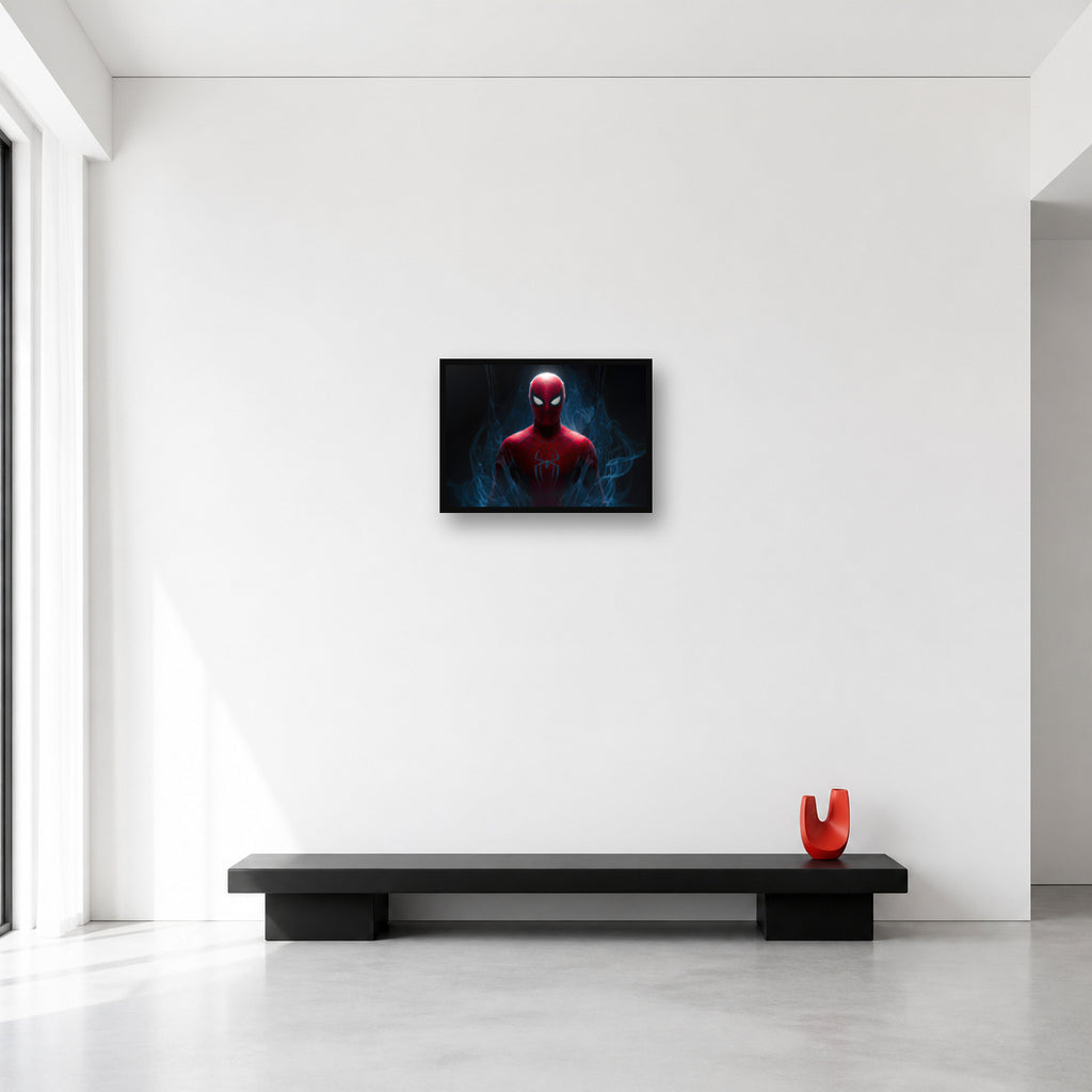Spider-Man Blue Smoke Portrait Wall Art in Small (A3) size reference