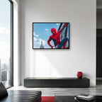 Spider-Man City Wall Landscape Art shown in an artwork-directed room