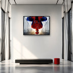 Spider-Man Upside Down Bridge Wall Art shown in an artwork-directed room
