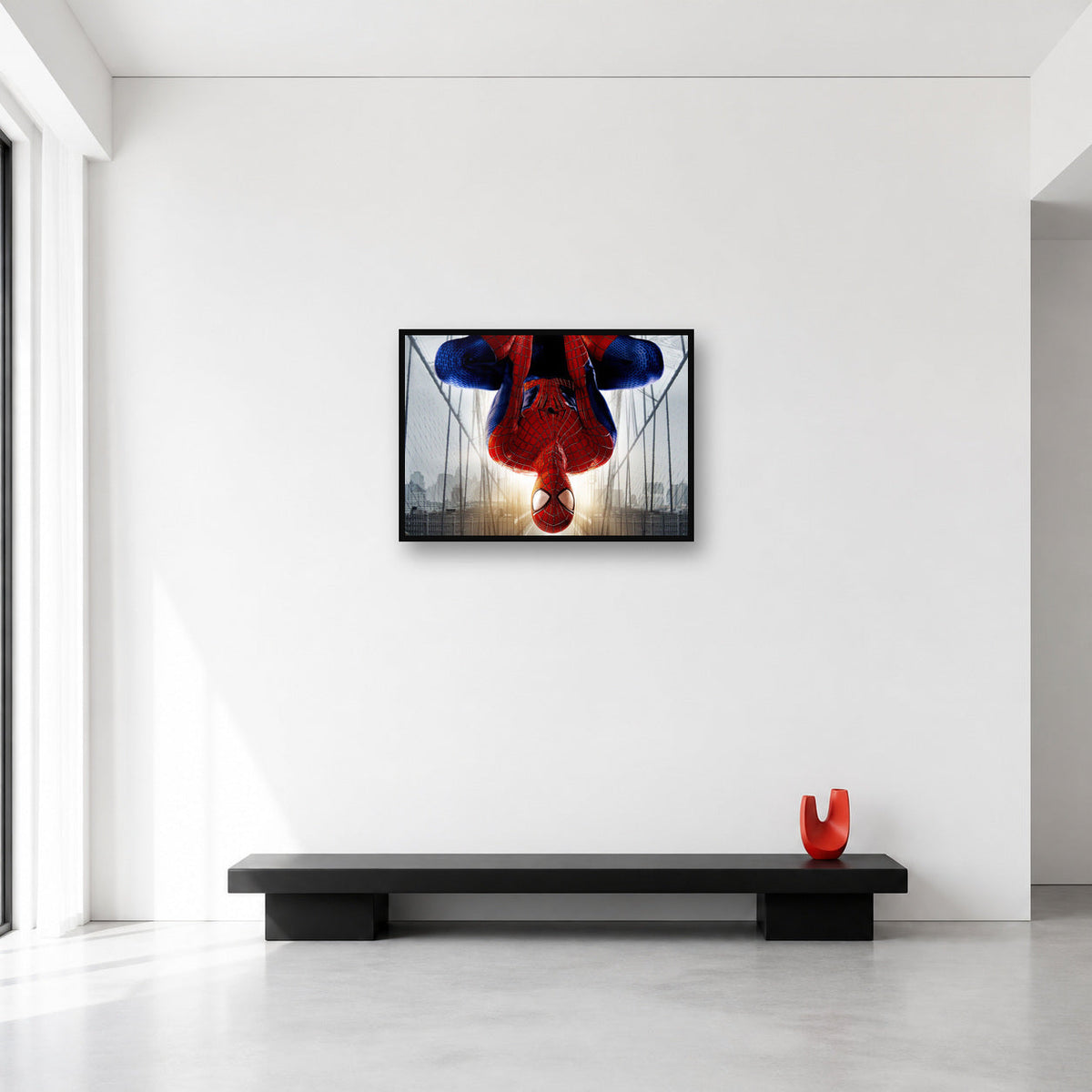 Spider-Man Upside Down Bridge Wall Art in Medium (A2) size reference