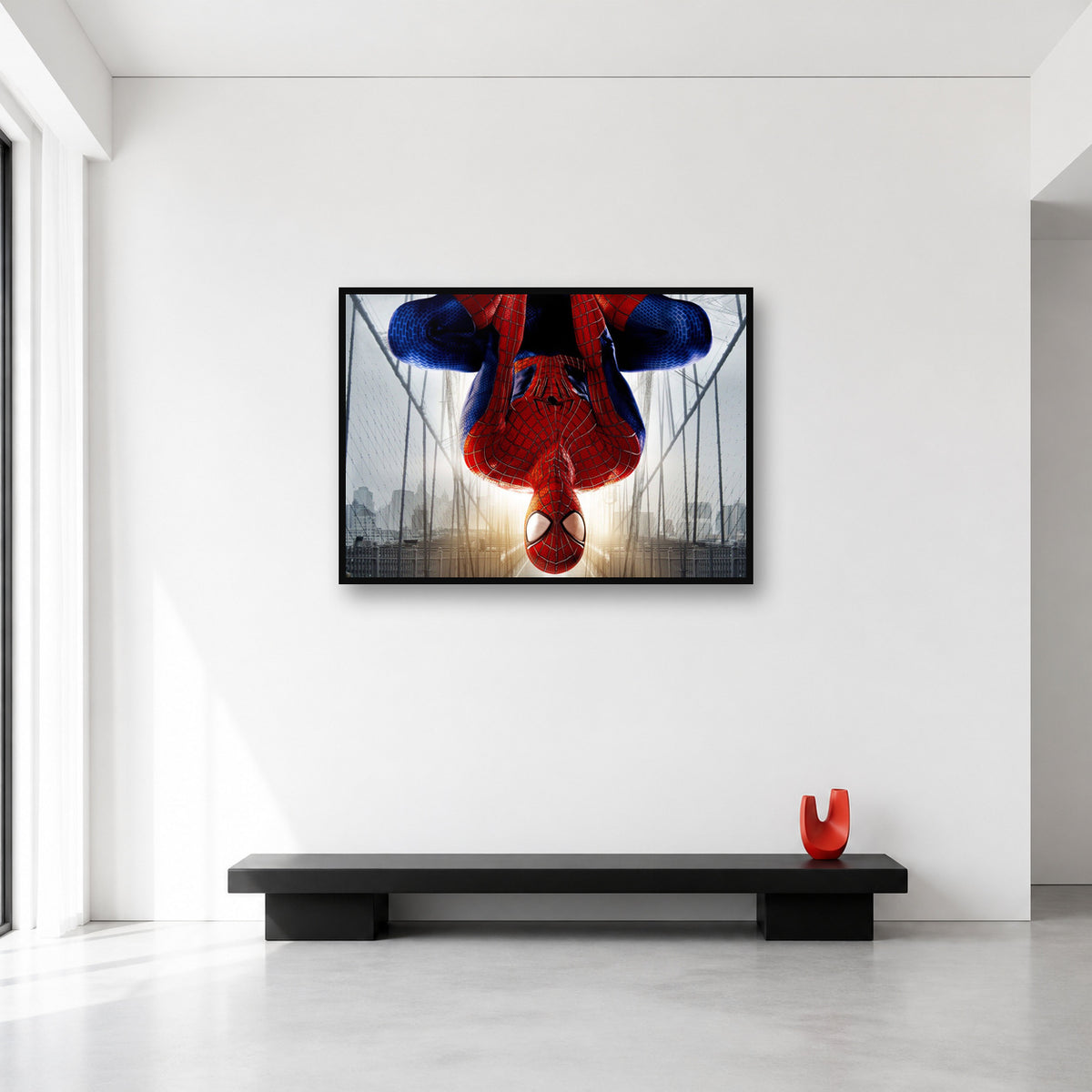Spider-Man Upside Down Bridge Wall Art in Large (A1) size reference