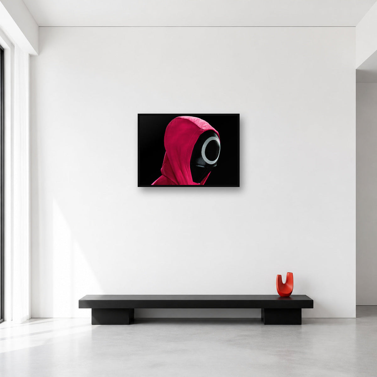 Squid Game Circle Guard Mask Wall Art in Medium (A2) size reference