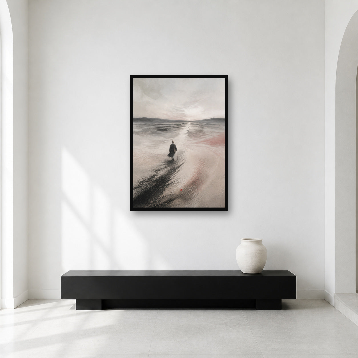 Sufi traveller desert wall art shown in a contemplative gallery