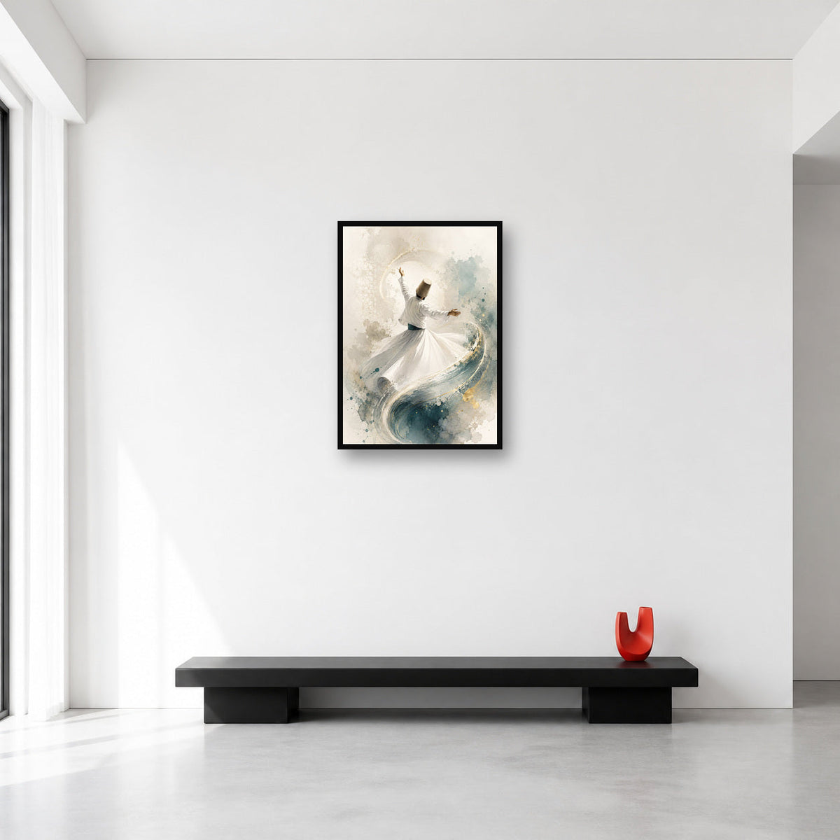 Whirling Dervish Blue Watercolor Wall Art in Medium (A2) size reference