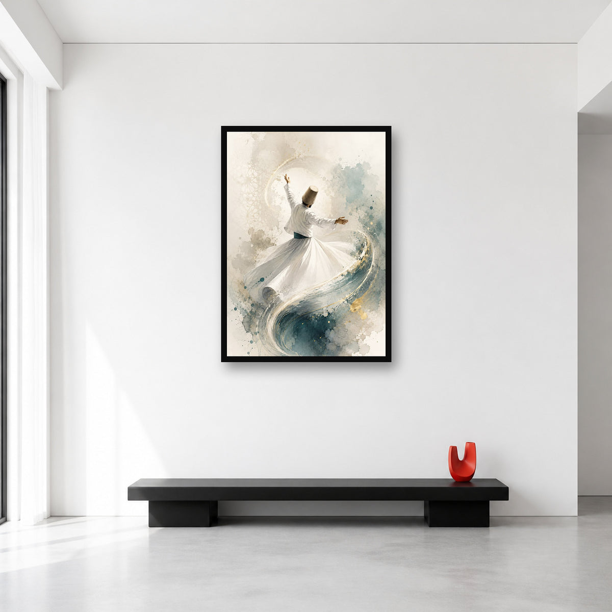Whirling Dervish Blue Watercolor Wall Art in Large (A1) size reference