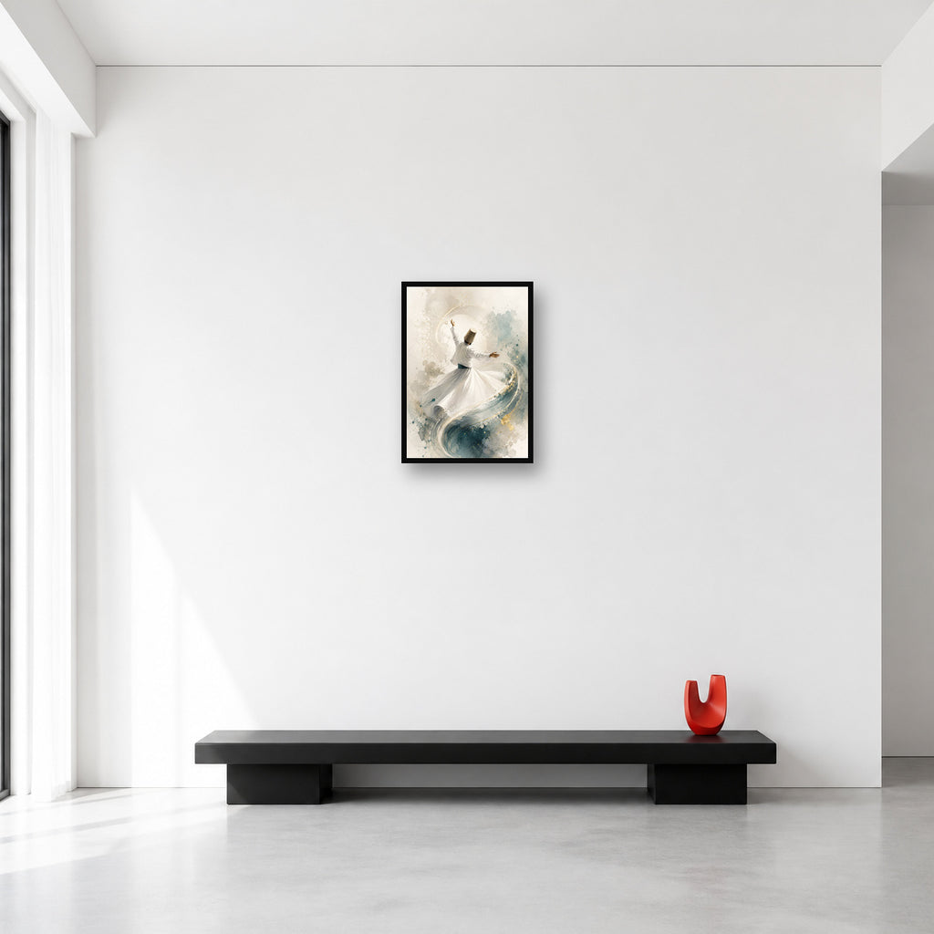 Whirling Dervish Blue Watercolor Wall Art in Small (A3) size reference