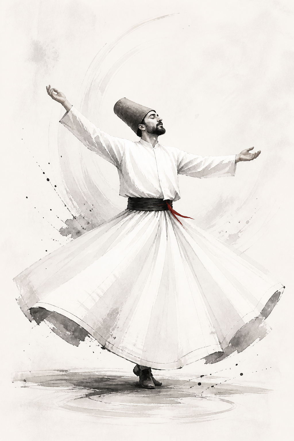 Whirling Dervish Minimal Ink Wall Art full artwork preview