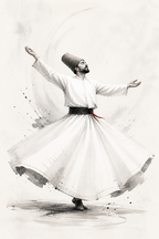 Whirling Dervish Minimal Ink Wall Art full artwork preview