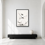Whirling Dervish Minimal Ink Wall Art shown in a contemplative gallery