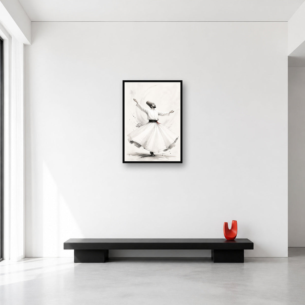 Whirling Dervish Minimal Ink Wall Art in Medium (A2) size reference