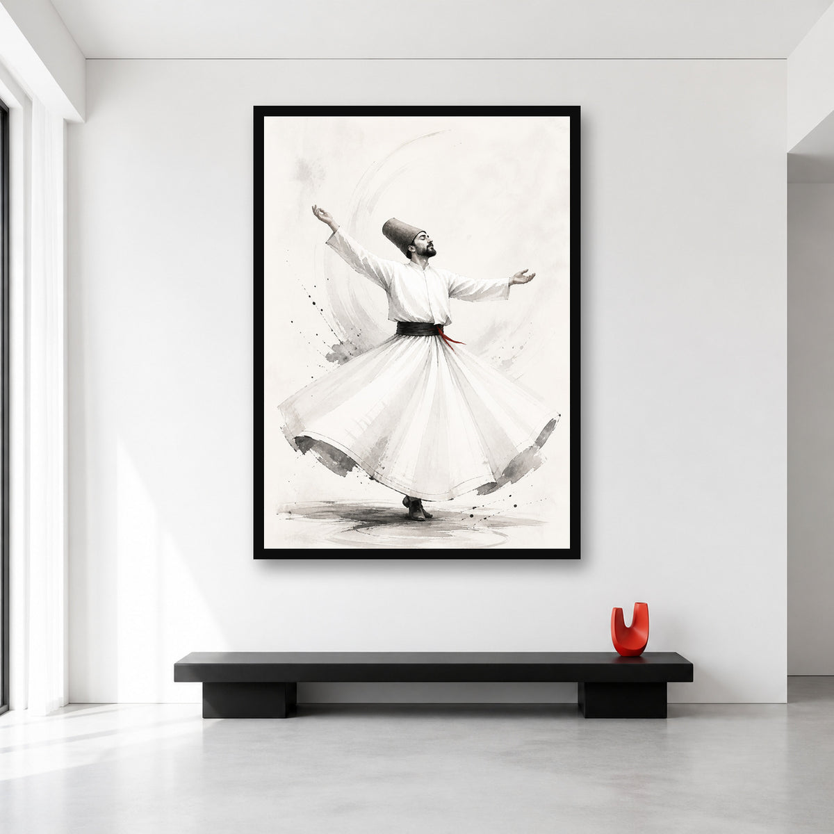 Whirling Dervish Minimal Ink Wall Art in XL (A0) size reference