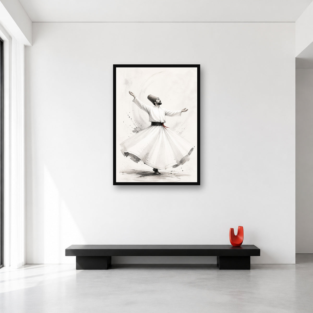Whirling Dervish Minimal Ink Wall Art in Large (A1) size reference