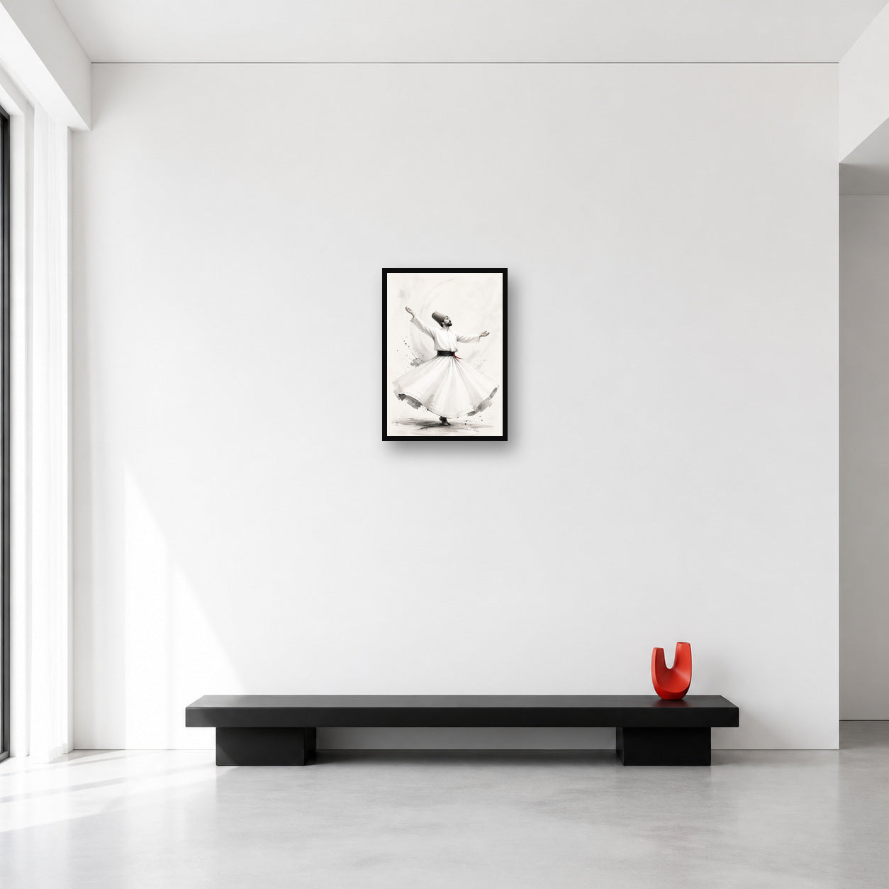 Whirling Dervish Minimal Ink Wall Art in Small (A3) size reference