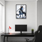 Trafalgar Law One Piece wall art in a bright gaming room