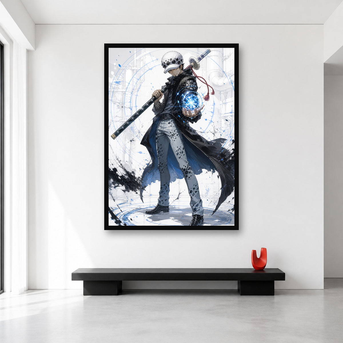 Trafalgar Law One Piece wall art shown in XL A0 size